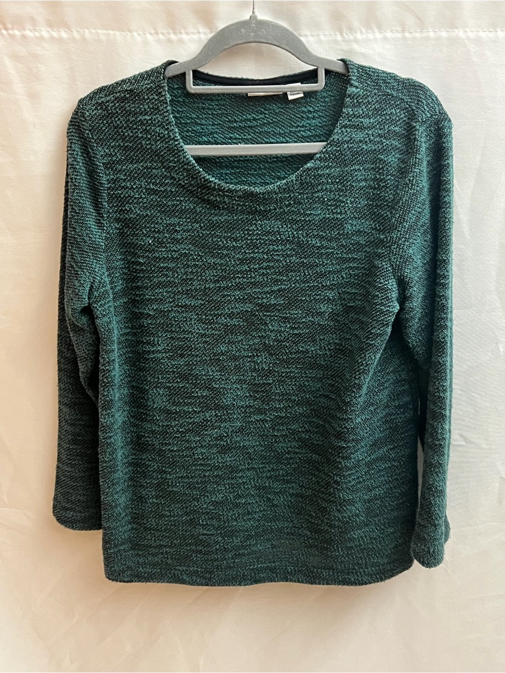 Croft & Barrow Women’s PXL Teal Black Textured Knit Sweater Cotton Blend